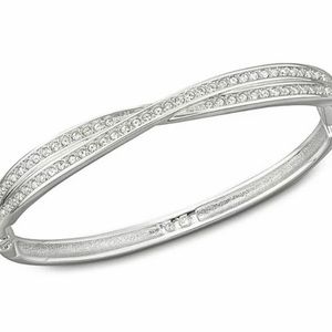 Swarovski crystal crossover bracelet silver